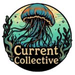 Logo for Current Collective -- a stylized octopus with seaweed below